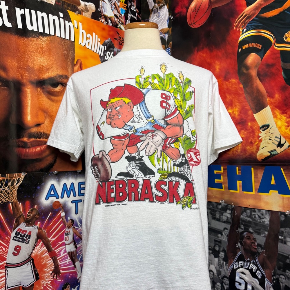 Vintage 90s Nebraska Cornhuskers Shirt Xplosion College Football Tee Sz XL